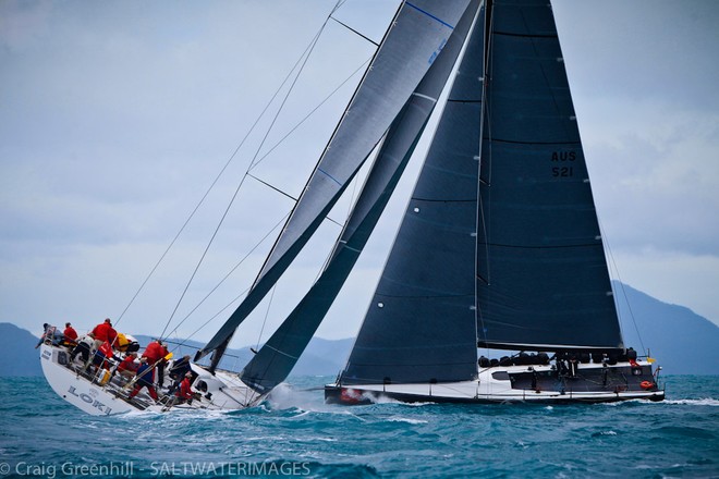 Loki forced to drop below three starboard tacked racers as she searched for her own direction - Audi Hamilton Island Race Week 2012 © Craig Greenhill / Saltwater Images http://www.saltwaterimages.com.au